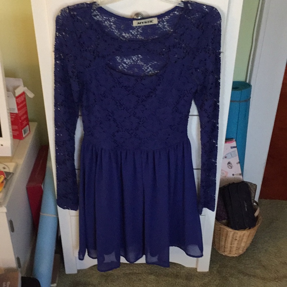 Blue knee length dress
